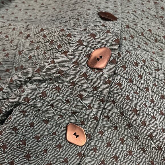 Habitat Lagenlook Button Down Jacket L Blazer Green Black Womens - Picture 3 of 7